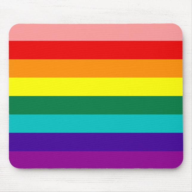 Första Regnbåge Gay pride Flagga Mousepad Musmatta (Framsidan)