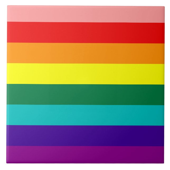 Första regnbågsbrickan i Gay pride Flagga Kakelplatta (Framsidan)