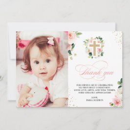 Första Religiösan för kommunens baptism Rosa Guld Tack Kort
