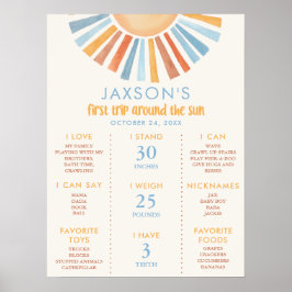 Första resa runt milstolpen sol 1:a födelsedag poster