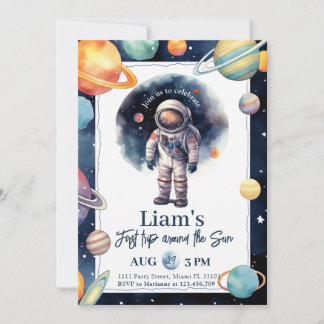 Första Resa runt om i Sol-astronautens födelsedag Inbjudningar