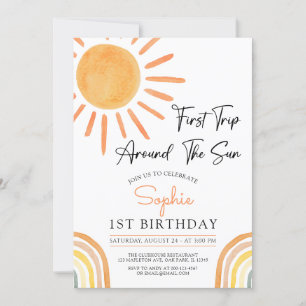 Första Resa runt om i Sol Boho Regnbåge Birthday Inbjudningar
