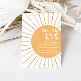 Första Resa runt om i Sol Boho Sunshine-födelsedag Inbjudningar