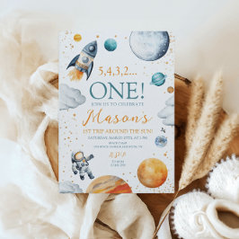 Första Resa runt om Sol-födelsedagsrummet Inbjudningar