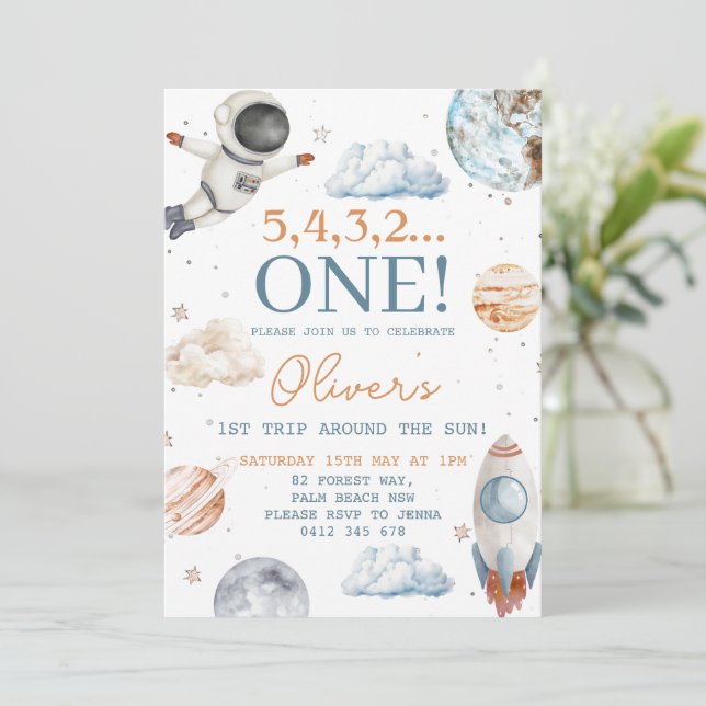 Första Resa runt om Sol-fritiden 1:a födelsedagen Inbjudningar (Stående Fram)