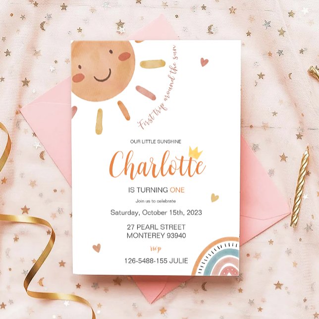 Första Resa runt om Sol lilla solskensdagen Inbjudningar (Skapare uppladdad)