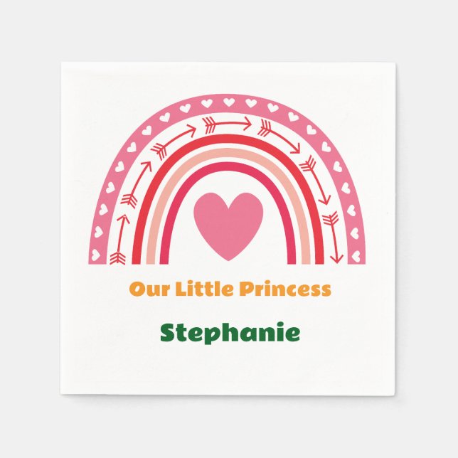 Första Resa runt regnbågsfoto på första födelsedag Pappersservett (Framsidan)