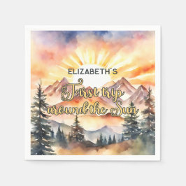 Första Resa runt Sol 1:a födelsedag Boho-naturen Pappersservett