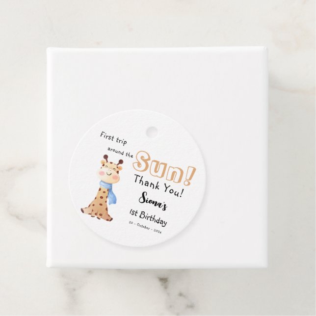 Första Resa runt Sol, 1:a födelsedag Gåvor Etiketter (På plats)