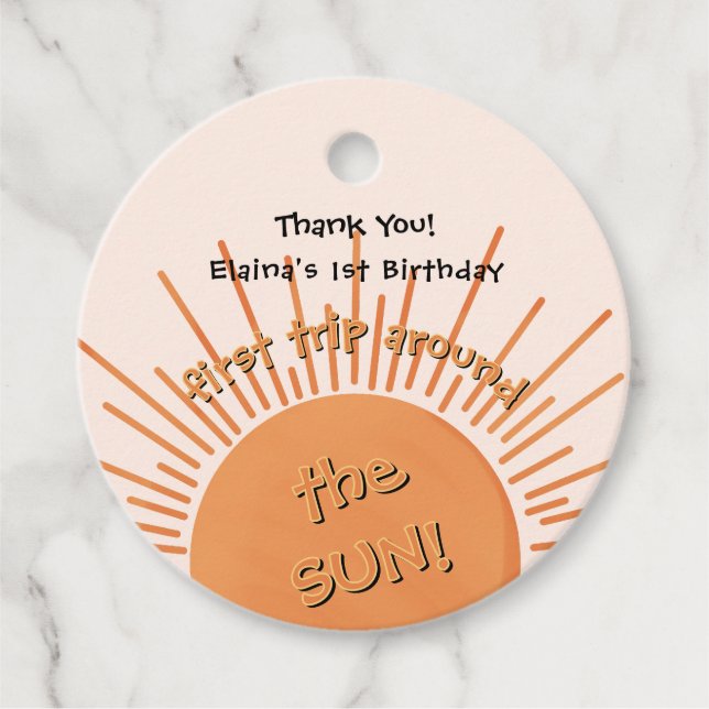 Första Resa runt Sol 1:a födelsedag Gåvor Etiketter (Framsida)