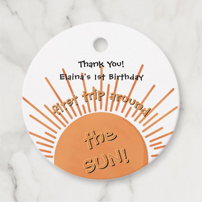 Första Resa runt Sol 1:a födelsedag Gåvor Etiketter (Framsida)