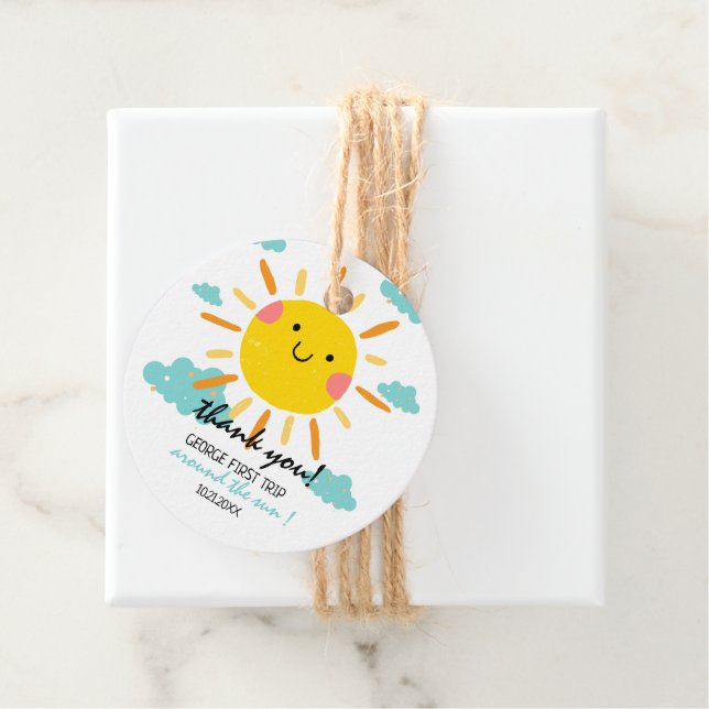 Första Resa runt Sol 1:a födelsedag Gåvor Etiketter (På plats)