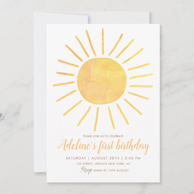 Första Resa runt Sol 1:a födelsedag Inbjudningar (Framsida)