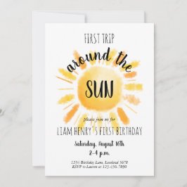 Första Resa runt Sol 1:a födelsedag Inbjudningar