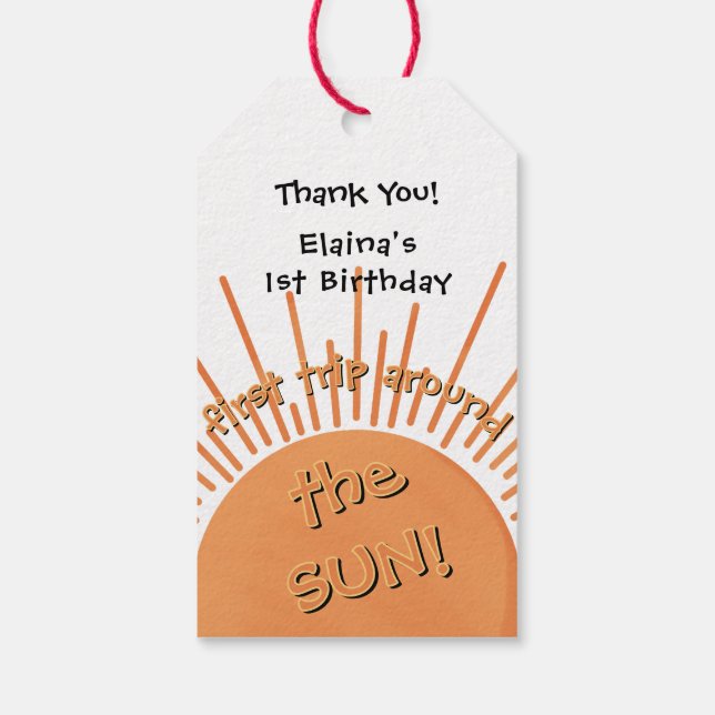 Första Resa runt Sol 1:a födelsedag Presentetikett (Baksidan)