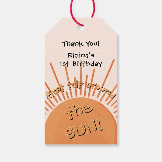 Första Resa runt Sol 1:a födelsedag Presentetikett (Baksidan)