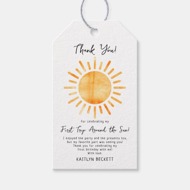 Första Resa runt Sol 1:a födelsedag Presentetikett (Framsidan)