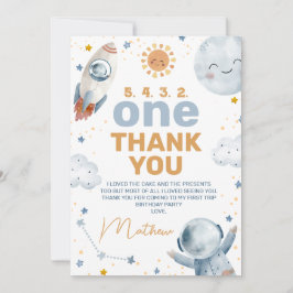 Första Resa runt Sol 1:a födelsedag - tack ditt ko Inbjudningar