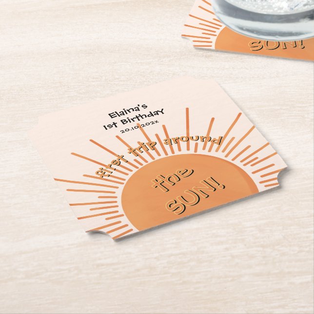 Första Resa runt Sol 1:a födelsedag Underlägg Papper (Vinklad)