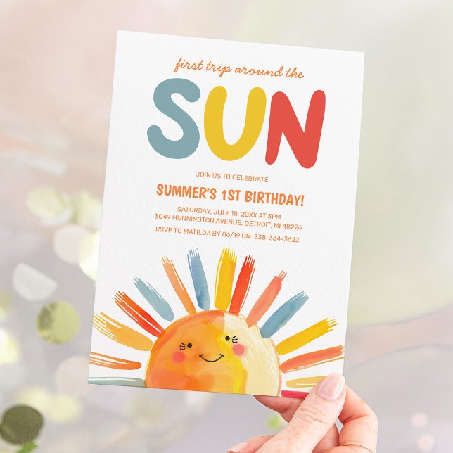 Första Resa runt Sol 1:a födelsedagen Party Inbjudningar (Skapare uppladdad)