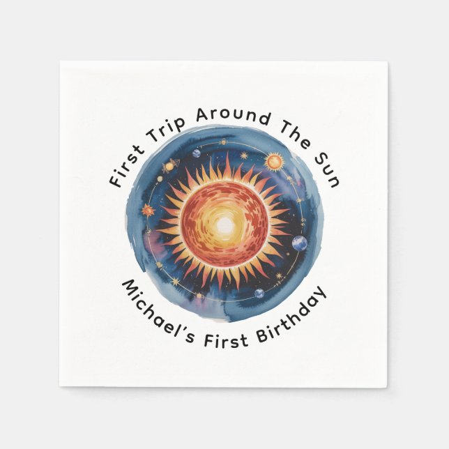 Första Resa runt Sol 1:a födelsedagen Party Pappersservett (Framsidan)