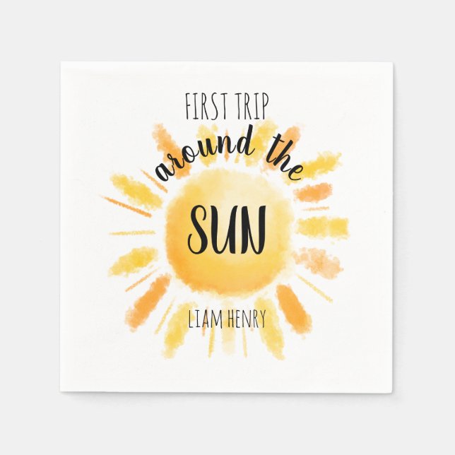 Första Resa runt Sol 1:a födelsedagen Party Pappersservett (Framsidan)