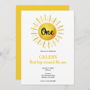 Första Resa runt Sol 1-Födelsedagsfesten Inbjudningar