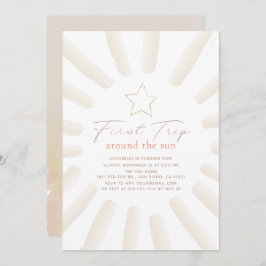 Första Resa runt Sol Boho 1:a födelsedag Inbjudningar