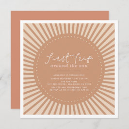Första Resa runt Sol Boho 1:a födelsedag Inbjudningar