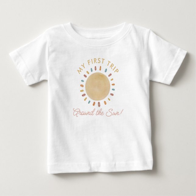Första Resa runt Sol Boho 1:a födelsedagen Baby T Shirt (Framsida)