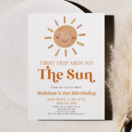 Första Resa runt Sol Boho 1:a födelsedagen Party Inbjudningar