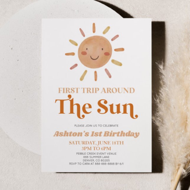 Första Resa runt Sol Boho 1:a födelsedagen Party Inbjudningar (Skapare uppladdad)