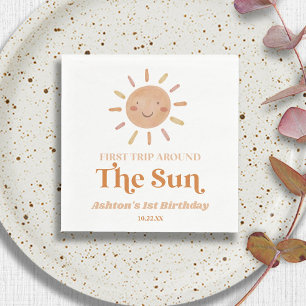 Första Resa runt Sol Boho 1:a födelsedagen Party Pappersservett