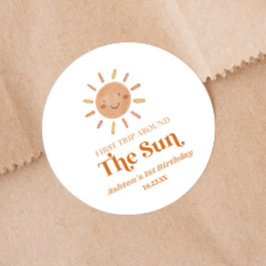 Första Resa runt Sol Boho 1:a födelsedagen Party Runt Klistermärke