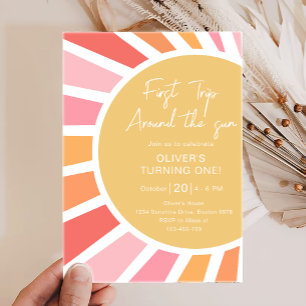 Första Resa runt Sol - Boho Sunshine Birthday Inbjudningar