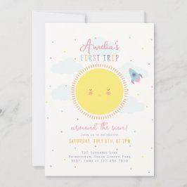 Första Resa runt Sol-flickan 1:a födelsedagen Part Inbjudningar