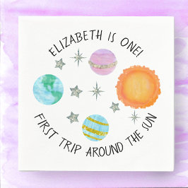Första Resa runt Sol Flickans födelsedag Pappersservett
