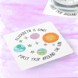 Första Resa runt Sol Flickans födelsedag Underlägg Papper Kvadrat