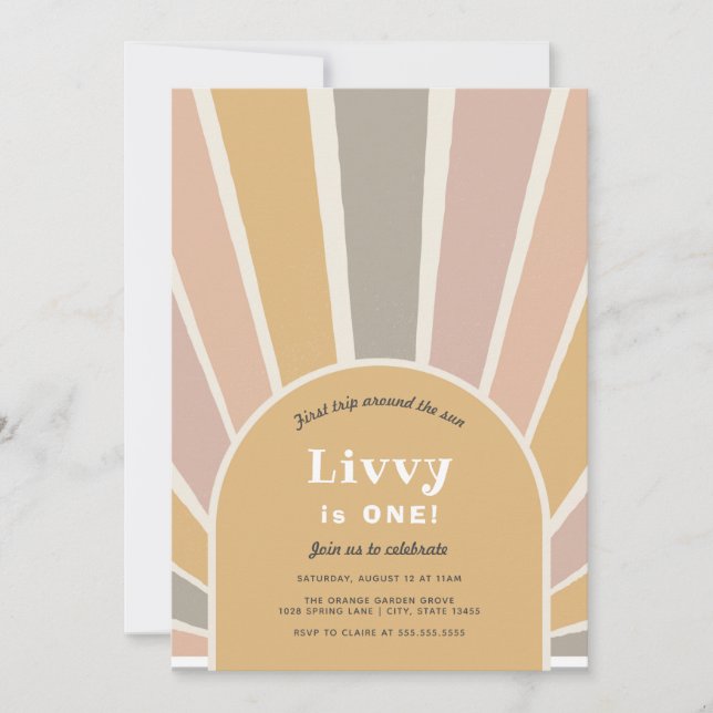 Första Resa runt Sol-födelsedagen Inbjudningar (Framsida)