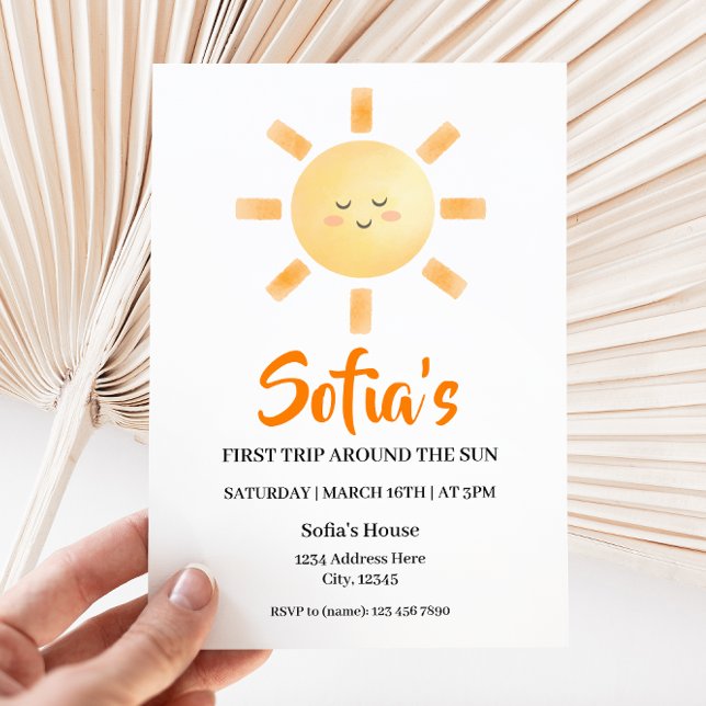 Första Resa runt Sol-födelsedagen Inbjudningar (Skapare uppladdad)
