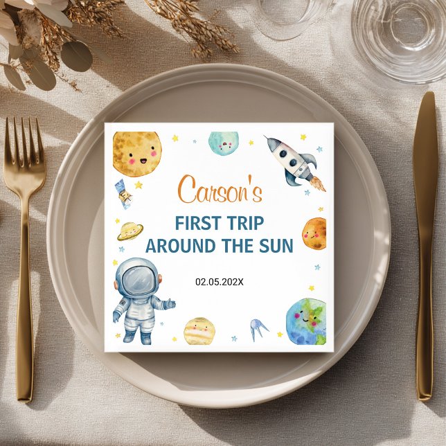 Första Resa runt Sol-födelsedagen Pappersservett (Skapare uppladdad)