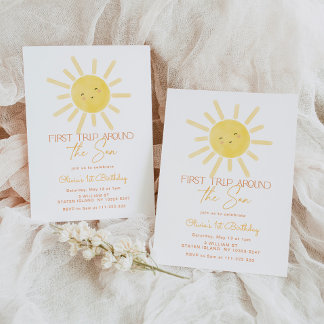 Första resa runt sol första födelsedag inbjudningar