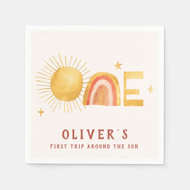 Första Resa runt Sol | Första födelsedag Party Pappersservett (Framsidan)