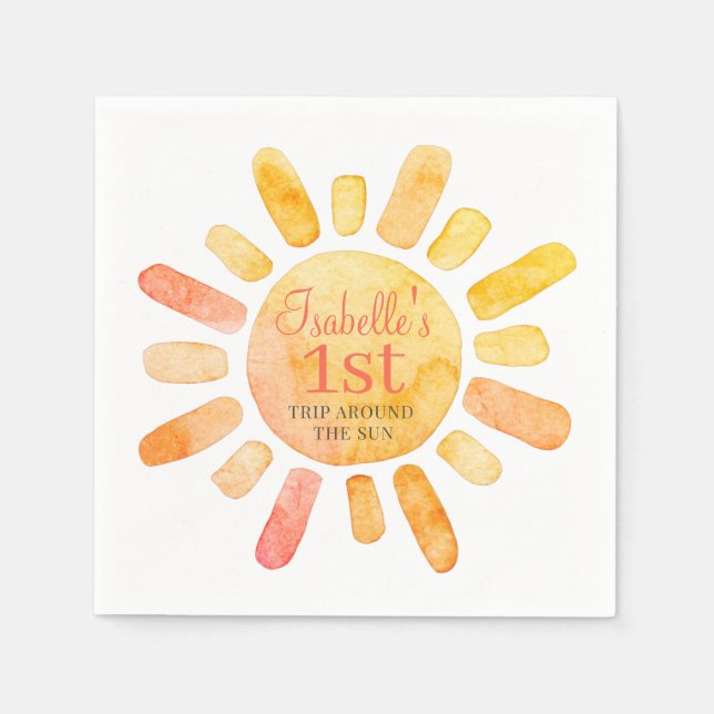 Första Resa runt Sol första Födelsedagsfesten Pappersservett (Framsidan)