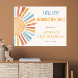Första resa runt sol första födelsedagsfesten poster
