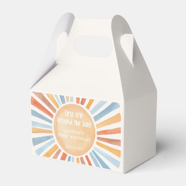 Första resa runt sol första födelsedagsfesten presentaskar (Framsidan Sidan)