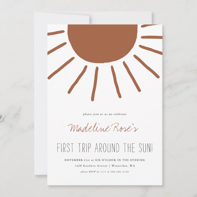 Första Resa runt Sol | Fotofödelsedag Inbjudningar (Framsida)