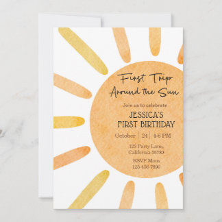 Första Resa runt Sol-inbjudan 1:a födelsedag Inbjudningar