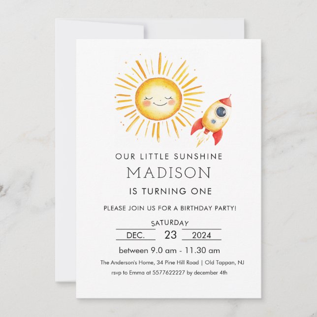 Första resa runt sol inbjudningar (Framsida)