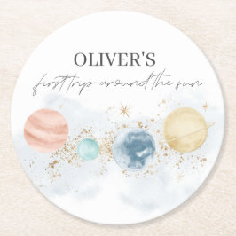 Första Resa runt Sol Pappra Underlägg Papper Rund